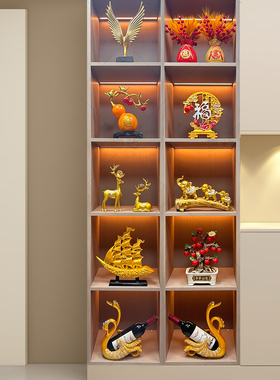 新中式双开门五层十格大套装家居乔迁酒柜玻璃餐边柜装饰品摆件