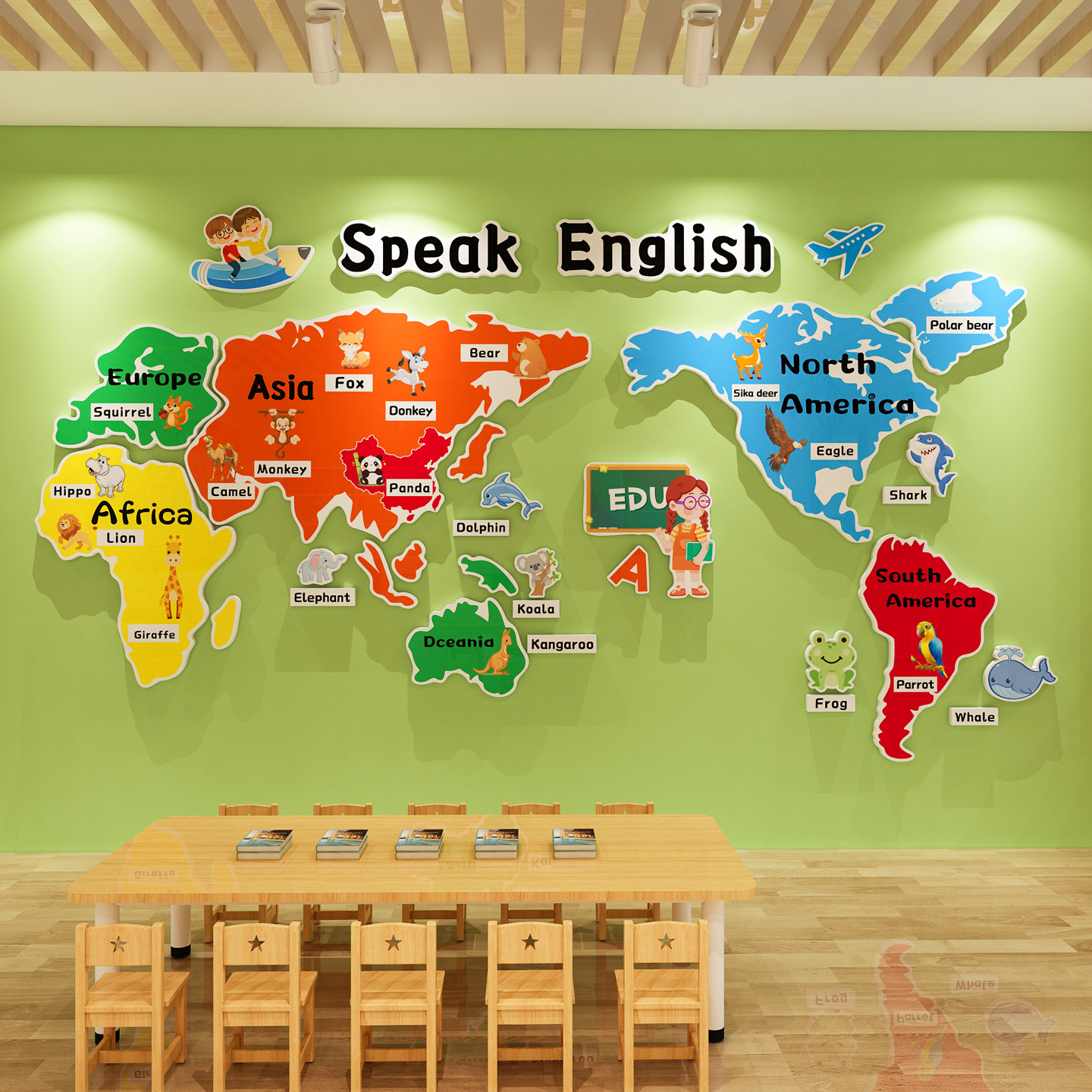 英语教室布置装饰世界地图墙贴教育培训机构班级文化墙幼儿园环创,淘宝优惠券,粉丝福利购,淘宝优惠卷