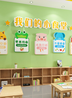 幼儿园食堂文化环创贴纸午托管班小饭桌饭厅布置文明用餐标语墙贴