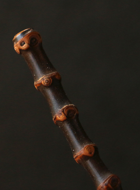 纯手工制作满钉紫竹鞭手把件竹棍