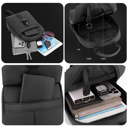 新款男士休闲胸包大容量单肩包潮流简约设计实用斜挎包旅游小背包 - 图2