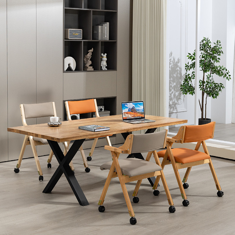 实木榉木折叠椅办公休闲娱乐聚会餐厅加滑轮现代简约北欧,淘宝优惠券,粉丝福利购,淘宝优惠卷