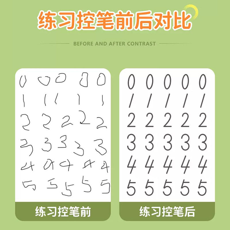 六品堂点阵数字练字帖儿童幼儿园描红本控笔训练字帖幼小衔接3-6岁一年级拼音数字笔画笔顺练习练字入门初学者练习写字中班练字本