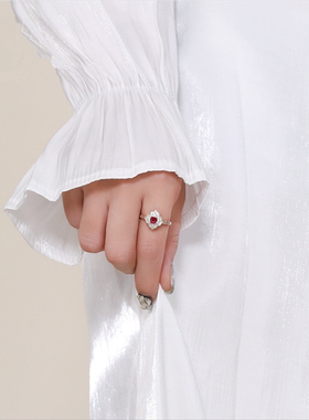 HuoTing女镀金复古法式宝石开口