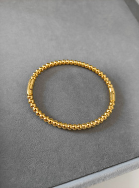 HuoTing情侣钛钢镀金圆珠手镯