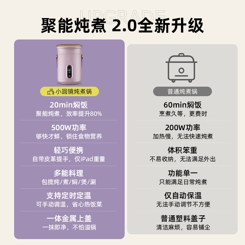 TER小电炖锅煮粥神器家用多功能迷你便携炖煮锅煲汤熬粥宝宝辅食-图3