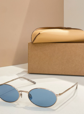 日系OP复古金属椭圆墨镜男女潮款