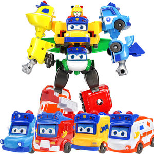 百变校巴儿童男孩变形机器人猪猪侠玩具车六合一哥德歌德警长校车