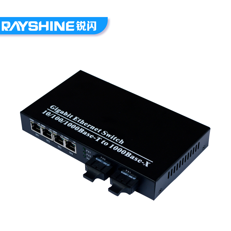 RAYSHINE锐闪 2光4电千兆光纤收发器二光四电100/1000M双纤光电转换器光纤交换机-图1