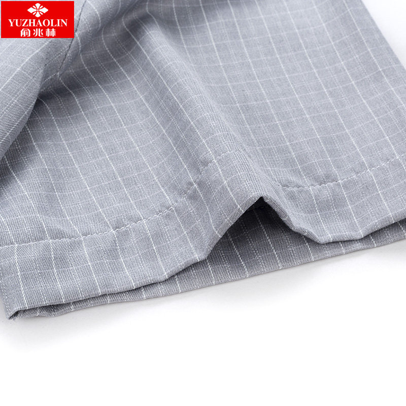 俞兆林夏季短袖2020灰色格子装衬衫 瑞飞服饰衬衫