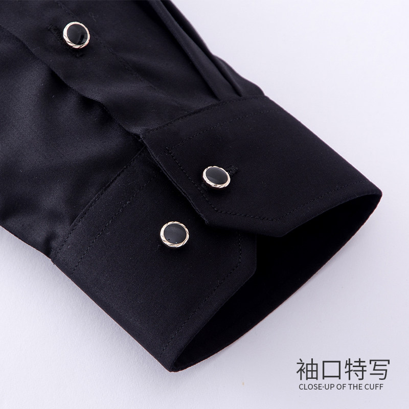 俞兆林长袖纯黑色竹纤维商务衬衫 瑞飞服饰衬衫