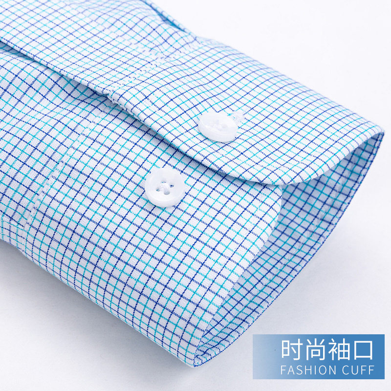 罗蒙长袖纯棉格子免烫休闲中年衬衫 瑞飞服饰衬衫