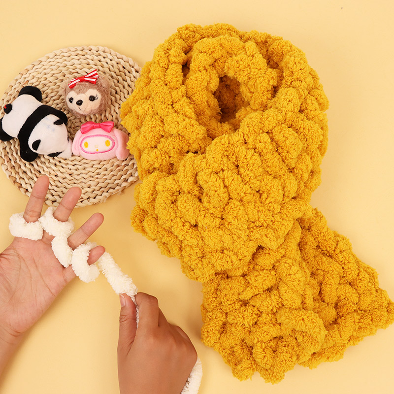 手指围巾粗毛线diy编织材料包猫尾巴线超粗冰岛毛手工自制送女友 - 图0