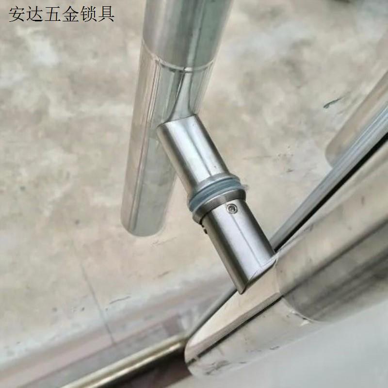 不锈钢圆管大门玻璃门把手加厚方管固定脚双边木头拉手拉手脚配. - 图1