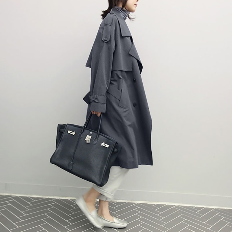 春秋装新款韩版中长款风衣女时尚休闲气质宽松大码双排扣外套 2018 春秋装新款韩版中长款风衣女时尚休闲气质宽松大码双排扣外套 2018