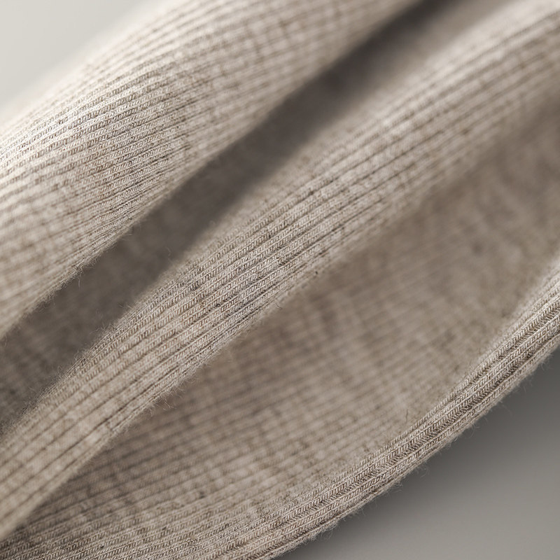 春秋燕麦色精梳棉细竖条纹连裤袜 rosirollan服饰打底裤