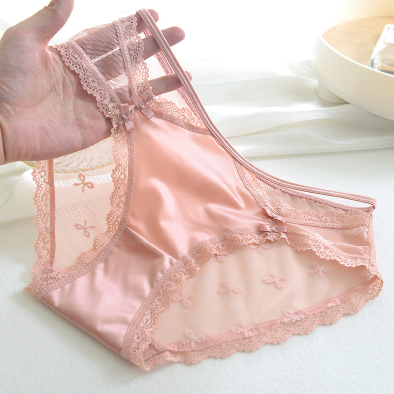 少女纯欲网纱丝质绸缎性感中三角裤 rosirollan服饰打底裤