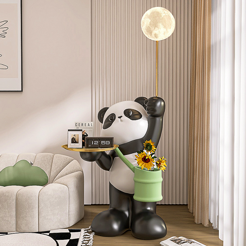 网红大熊猫落地灯摆件乔迁新居礼品电视柜客厅沙发边几家居装饰品 - 图0