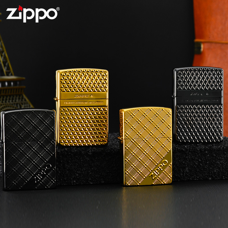 火机zippo 男士防风双面雕刻金黑经典煤油打火机zipoo正品之宝 - 图1