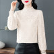 Half turtleneck lace top for women, fashionable Yao butterfly top