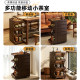 Solid wood mobile coffee table with drawer storage for small apartments
