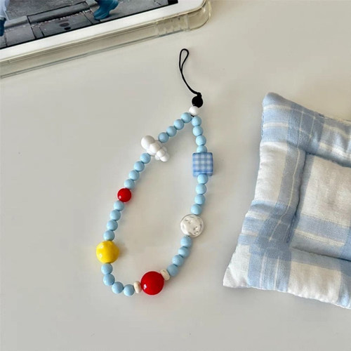 多巴胺樱花爱心ins彩色挂饰手工可爱串珠手机链女ccd挂绳相机挂件 - 图2