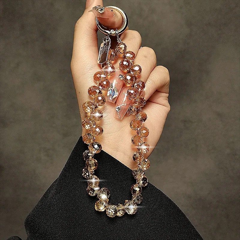 奢华高级感水晶串珠手腕短挂绳带夹片手机壳通用背包挂件潮款时尚,淘宝优惠券,粉丝福利购,淘宝优惠卷