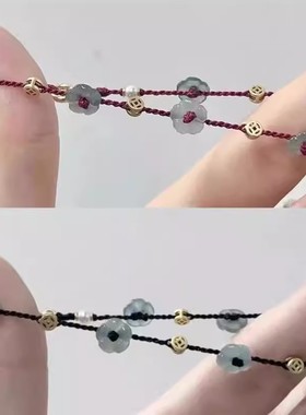 有钱花珍珠手链女轻奢小众精致手绳高级感手工编织红绳2025年新款