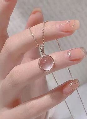 猫眼石圆圈吊坠锁骨链女轻奢