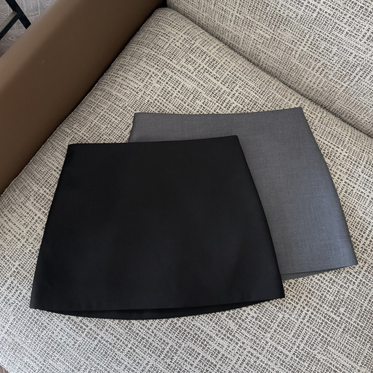 FASC homemade suit gray skirt for women in autumn 2025 new hip-covered short skirt black high-waist short skirt