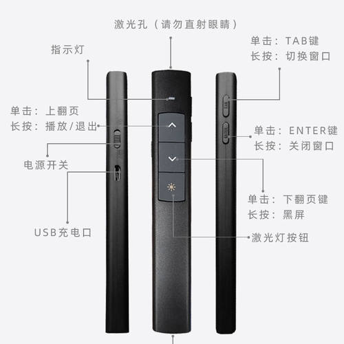 激光翻页笔充电PPT遥控器适用鸿用希沃白板投影教师教学多媒体笔 - 图2