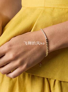 爱心拼接锆石项链手链金银撞色套装饰品欧美风爱心满钻锁骨链