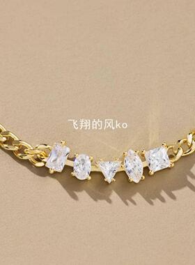 欧美创意设计饰品三层镶钻多层叠戴项链线型锁骨链网红项饰长款女