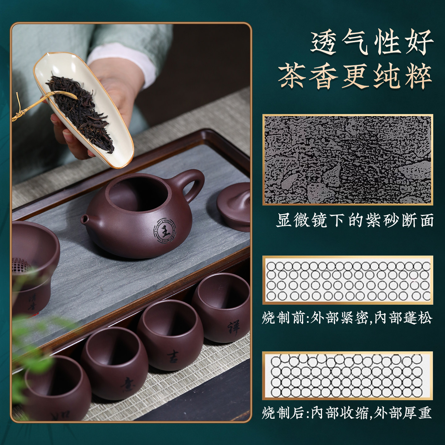 Customized lettering Yixing purple clay tea set