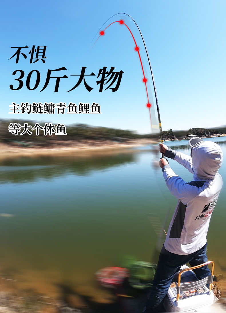 流云珍藏版梵净竹鲢鳙青鱼5.4钓鱼竿6.3米7.2台钓竿鲤竿手竿鱼竿 - 图2