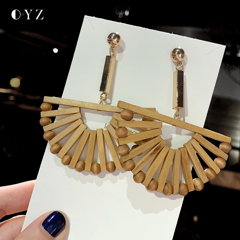 欧雅姿个性简约原木设计小众耳环 欧雅姿耳环