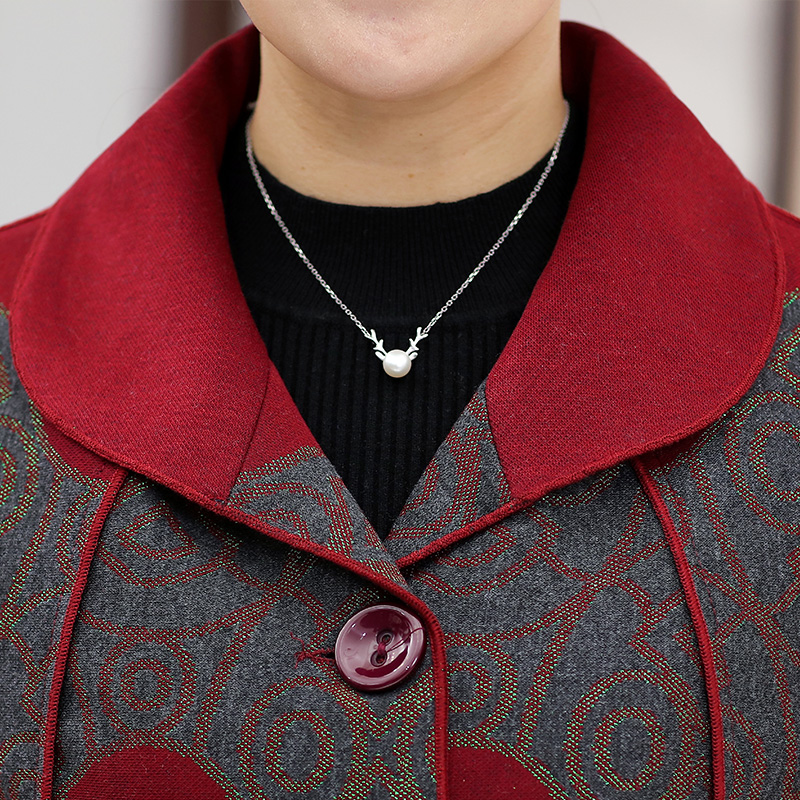 发财花旗舰店中年妈妈装春装外套中老年人女装春秋奶奶印花九分袖上衣老人衣服1