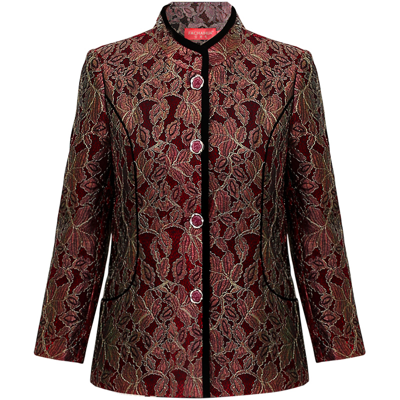 发财花旗舰店发财花中老年人女装春装外套立领唐装妈妈装蕾丝上衣老太太春秋款3