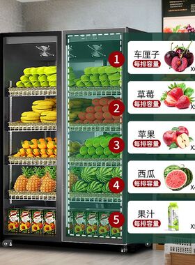 水果冷藏保鲜展示柜商用冰箱蔬菜专用风幕柜立式四门风冷饮料冷柜