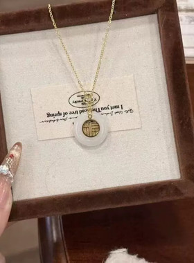 福运平安扣项链女中国风玉髓吊坠简约轻奢小众设计送母亲节礼物