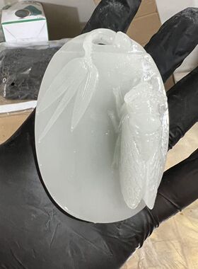 树脂仿玉墨玉金蝉手把件一鸣惊人