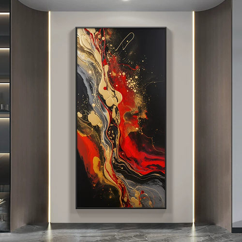 抽象玄关装饰画蓝色走廊墙壁画轻奢高档别墅高级酒店挂画现代简约 - 图2