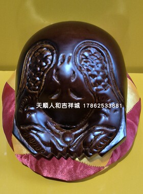 佛应木鱼小号木鱼法器发物香樟木木鱼实木佛具用品暗红色一套3.5