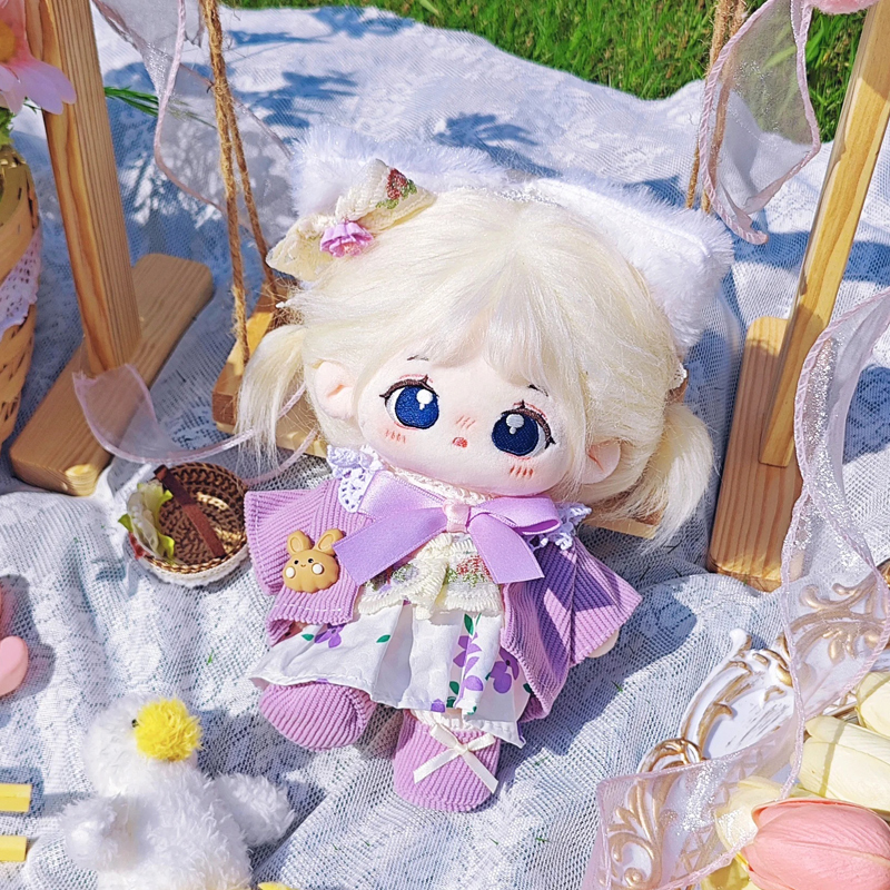 紫薯芋喵20cm棉花娃娃女娃衣服连衣裙原创正版现货无属性公仔换装 - 图0