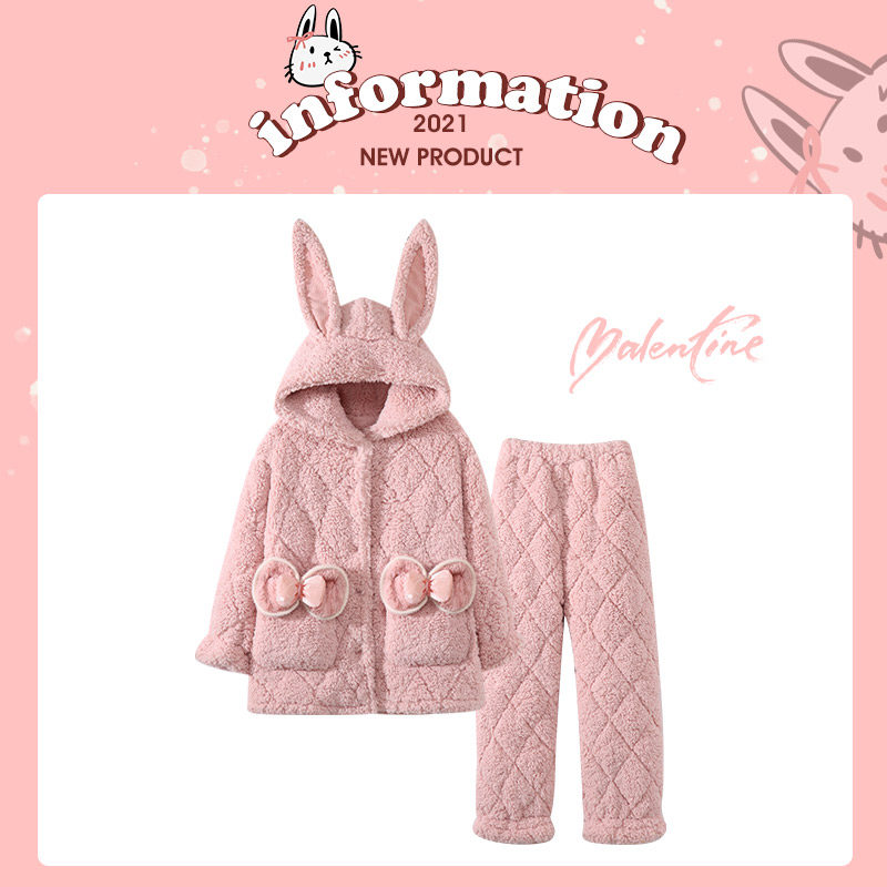 秋冬季2022年新款三层加绒可爱睡衣 名夫服饰睡衣/家居服套装