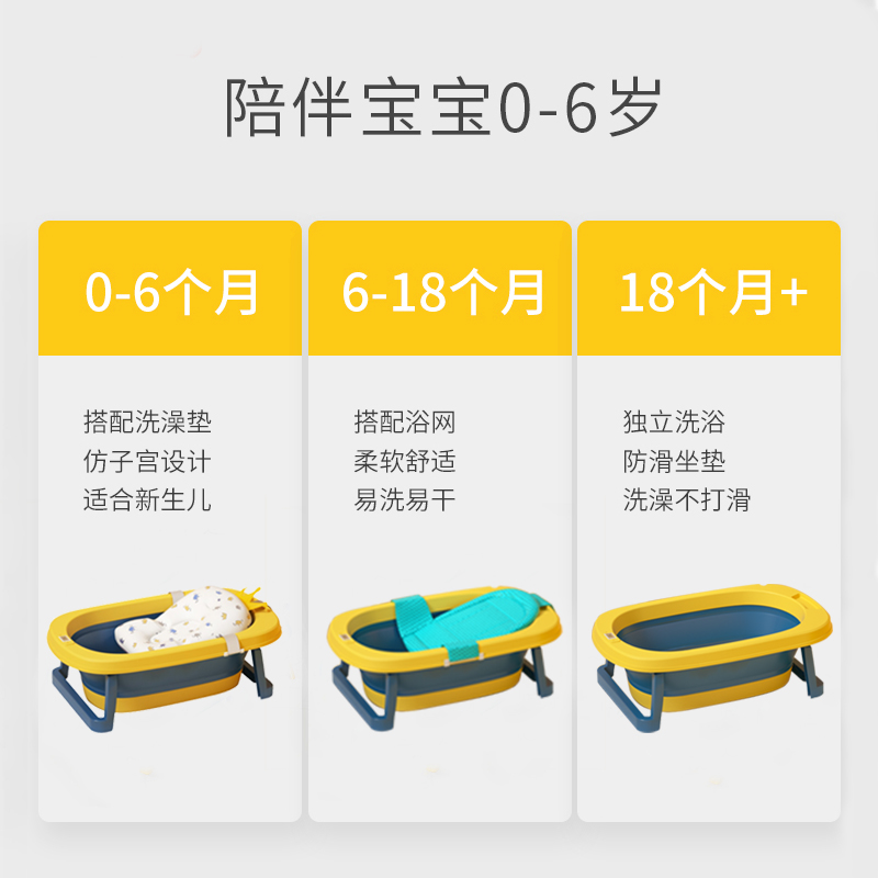 嬰兒洗澡盆浴盆寶寶可折疊幼兒坐躺大號浴桶小孩家用新生兒童用品_鑫伊貝旗艦店_嬰童用品