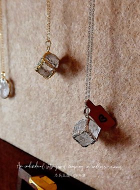 原创天然冰糖水晶情侣礼物项链女