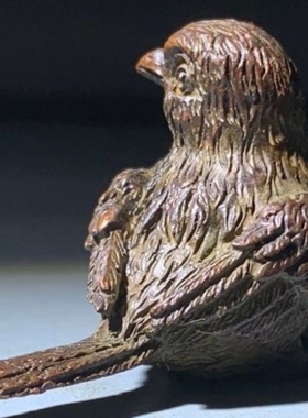 古玩铜器小麻雀喜鹊小鸟摆件茶道茶艺桌面装饰摆件古玩小鸟