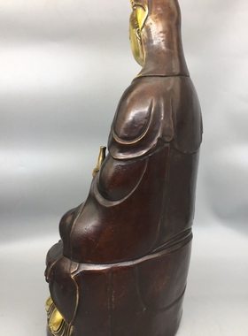 纯铜观音菩萨家用坐莲佛像供奉鎏金观世音南海客厅摆件10斤40厘高