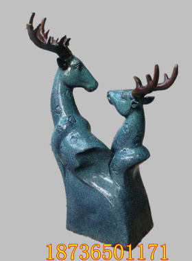 纯铜一路鹿头婚礼中式风工艺品